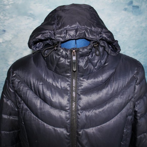 Andrew Marc Premium Down Packable Quilted Navy Hooded Full Zip Puffer Jacket ~S~ - Picture 2 of 12